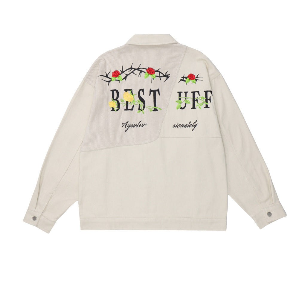 Embroidered Letter Jacket For Men And Women